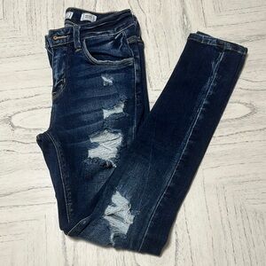 KanCan Dark Blue Distressed Skinny Jeans